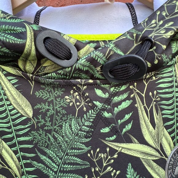 Saga Outerwear Saga Tech Hooded Pullover Adult Large Black Green Leaf Print - Picture 5 of 13